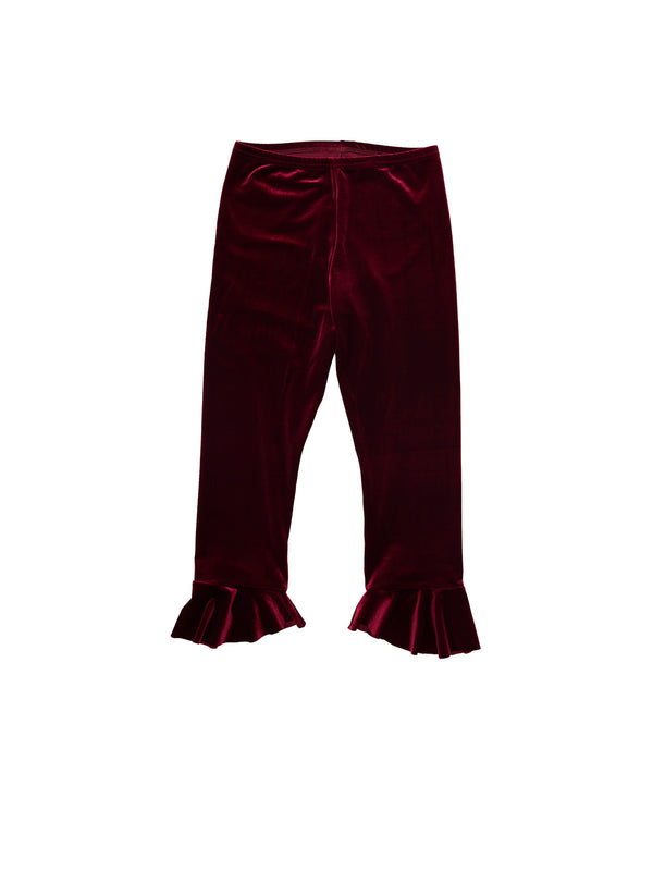 simone wild Velvet Volant Capri Pants Wine