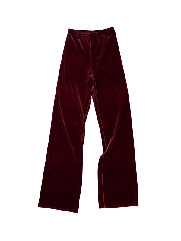 simone wild Velvet Wide Leg Pants Wine