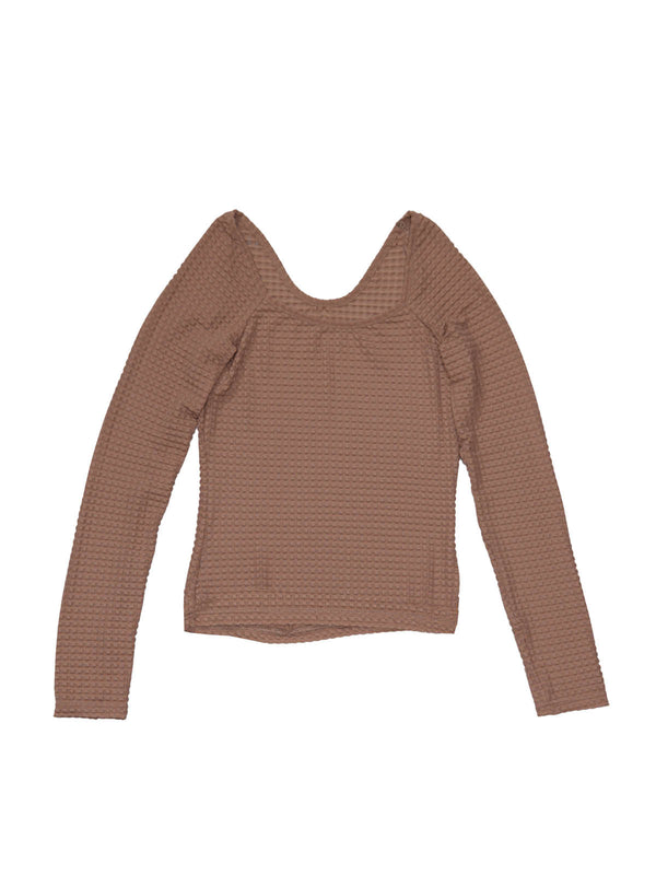 Simone Wild Waffle Boat Neck LS Nougat