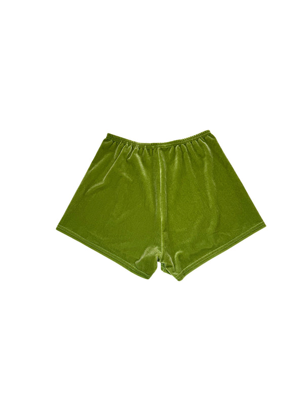 Simone Wild Velvet Top Stitched Hot Pants Applegreen