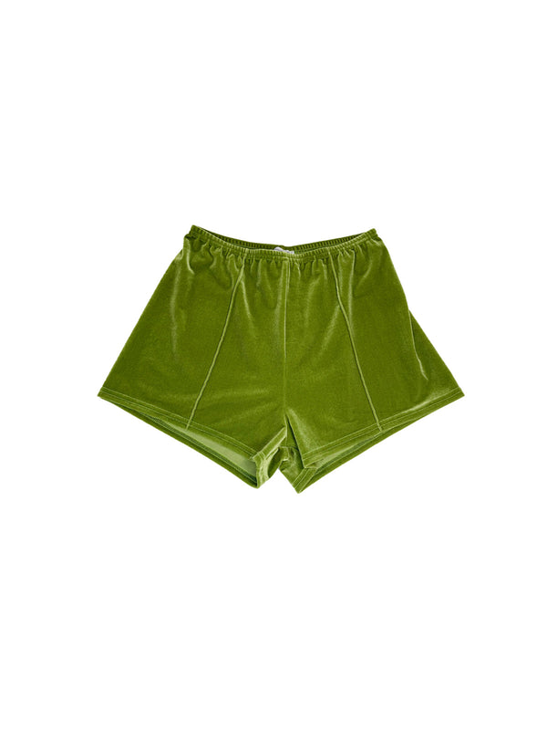simone wild Velvet Top Stitched Hot Pants applegreen