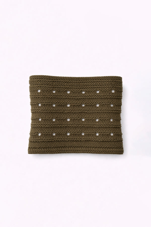 Simonett Earth Chunky Knit Crop Bandeau Top - Olive Brown