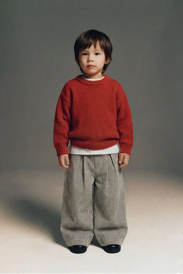 Simonett Kids - Striped Cotton Wide Leg Pant - Cream/Black