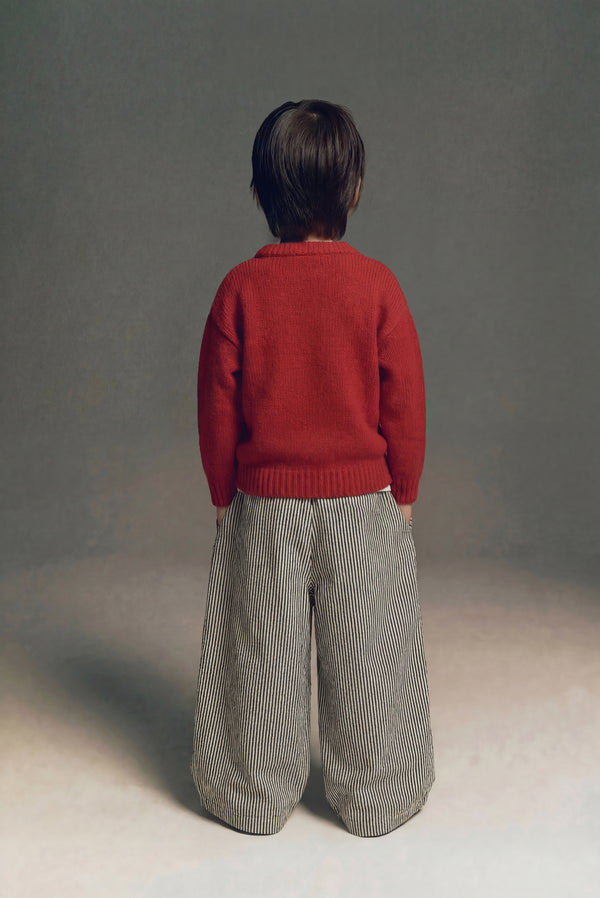 Simonett Kids - Striped Cotton Wide Leg Pant - Cream/Black