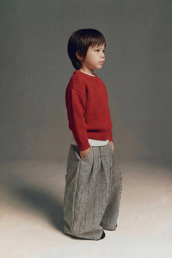 Simonett Kids - Striped Cotton Wide Leg Pant - Cream/Black
