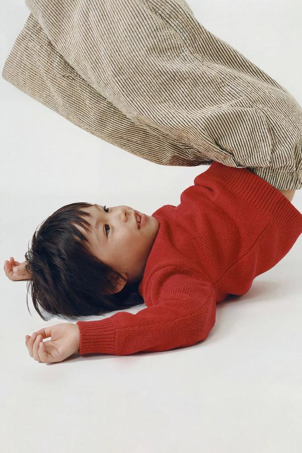 simonett Kids - Striped Cotton Wide Leg Pant - Cream/Black