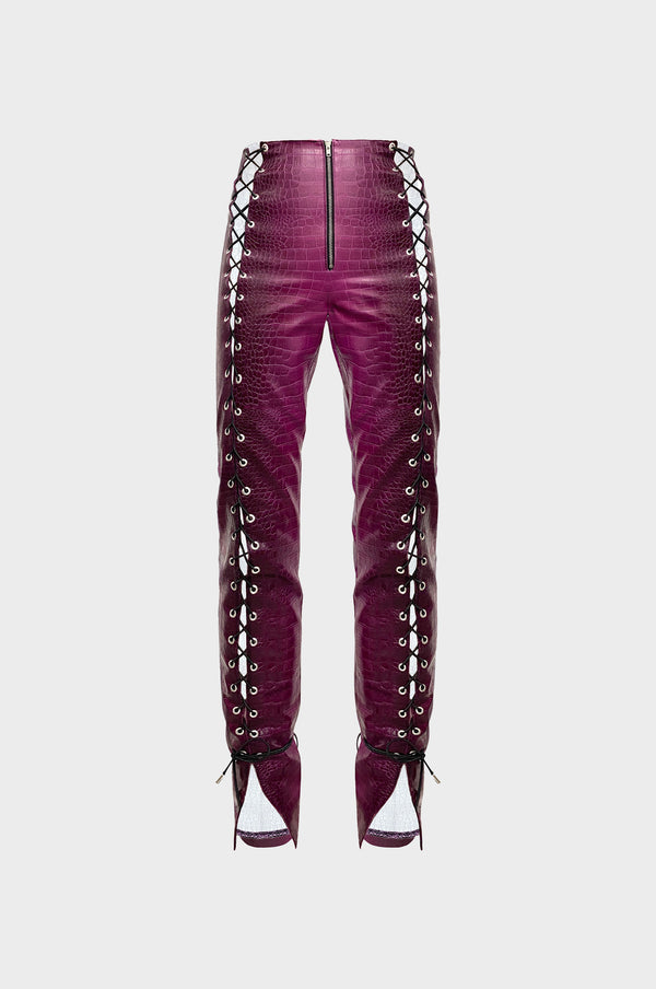 simonett Leo - Angel Vegan Croco Leather Pant with Lacing