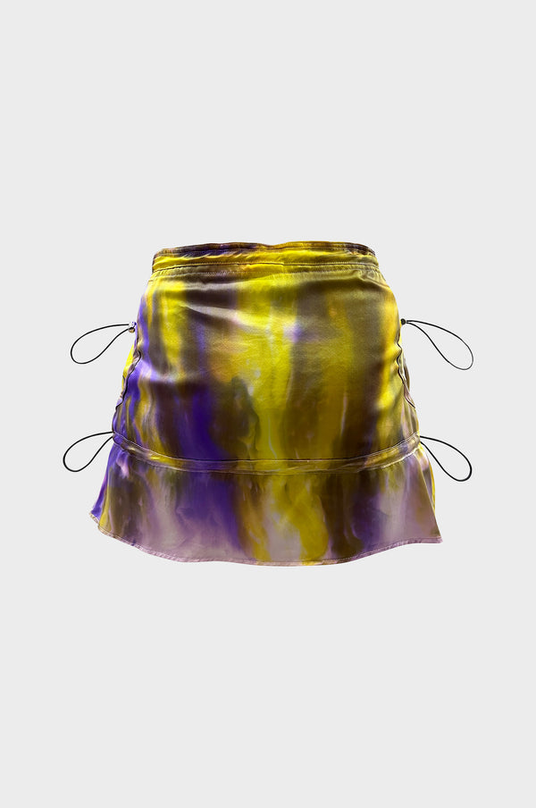 Simonett Leo - Raincloud Tie Dye Silk Gathered Short Skirt / Top