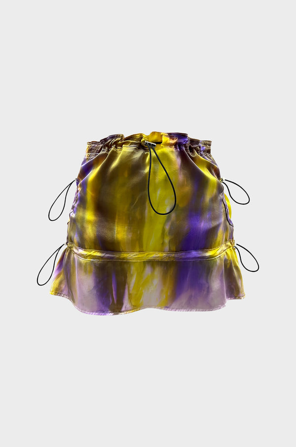 simonett Leo - Raincloud Tie Dye Silk Gathered Short Skirt / Top
