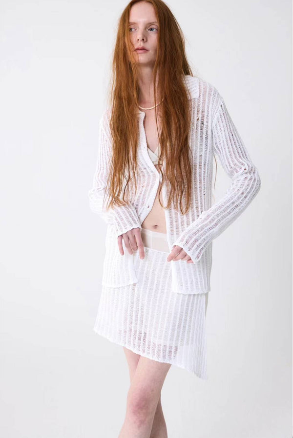 Simonett Loose Knit Long Sleeve Top With Overlay Skirt