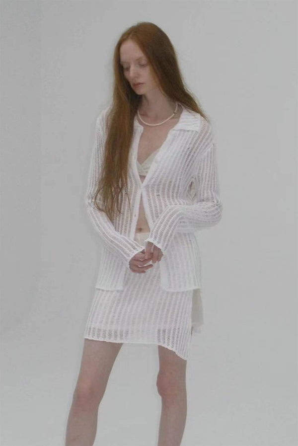 Simonett Loose Knit Long Sleeve Top With Overlay Skirt