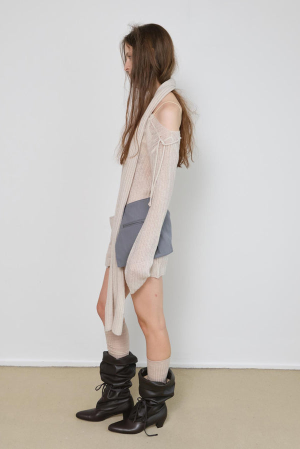 Simonett Off-Shoulder Ribbed Knit Long Sleeve Mini Dress