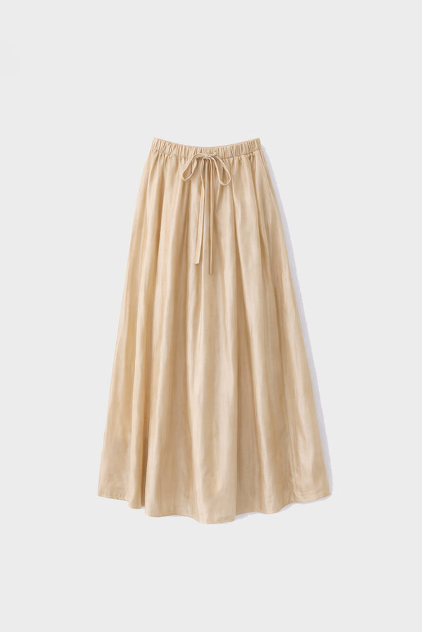 simonett Sheen High-Waisted A Line Flow Skirt - Beige