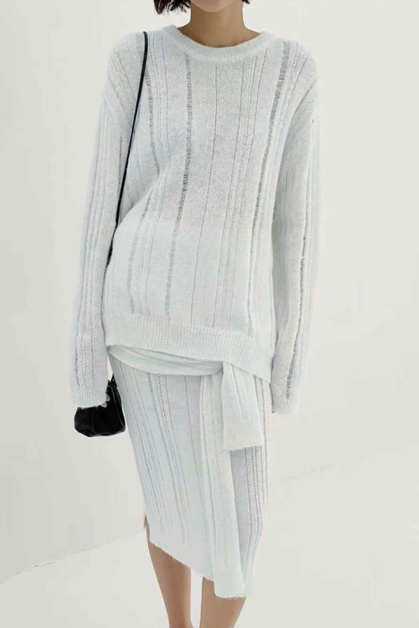 Simonett Alpaca Knit Skirt - Light Gray