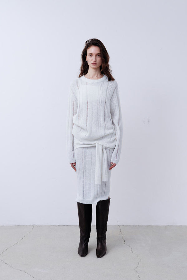 Simonett Alpaca Knit Skirt - Light Gray