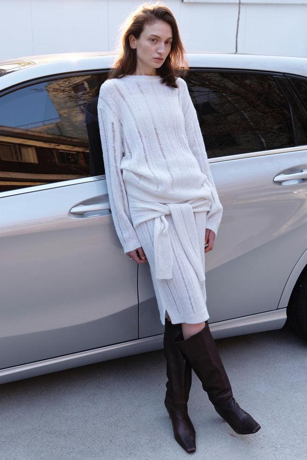 simonett Alpaca Knit Skirt - Light Gray