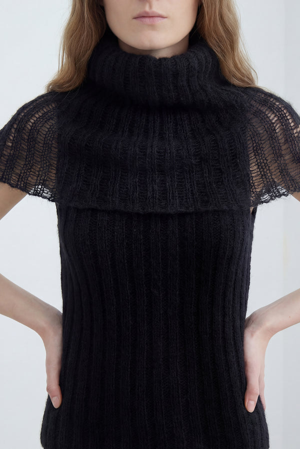 simonett Alpaca Neckwarmer Top - Black