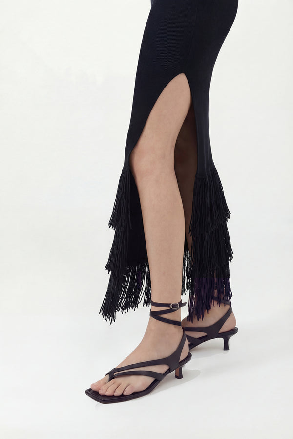 simonett Ankle Wrap Thong Sandal - Black