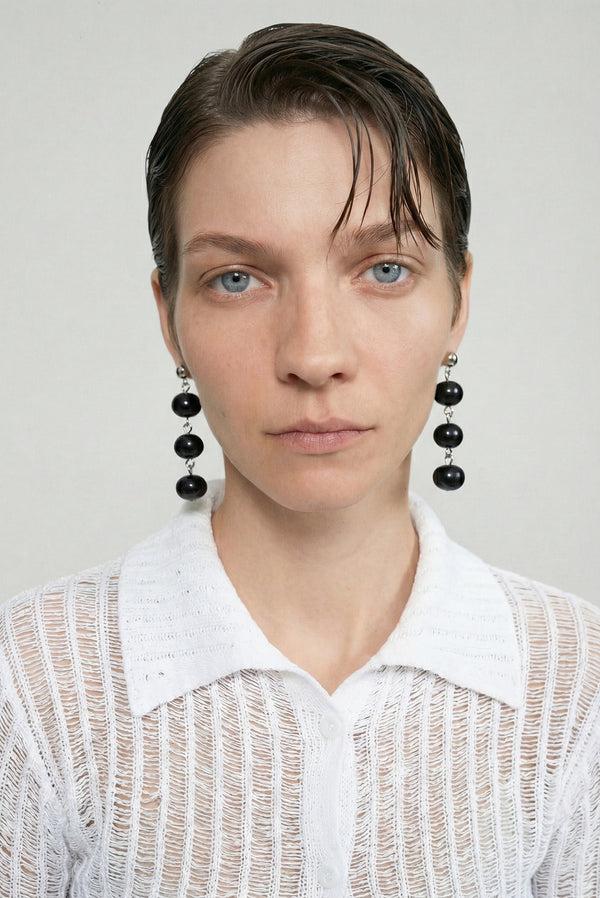 simonett Beaded Pendant Earrings - Black