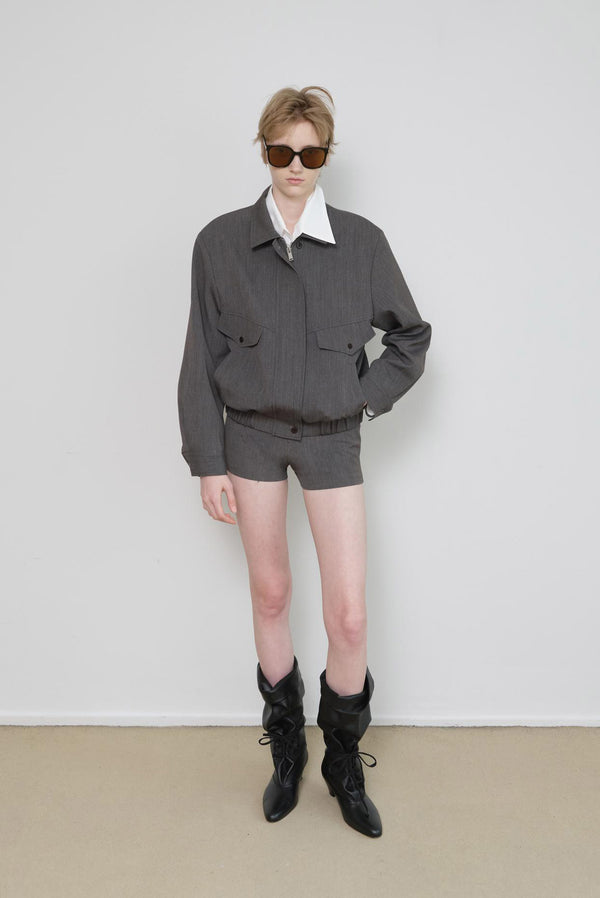 simonett Boxy Utility Bomber Jacket - Charcoal