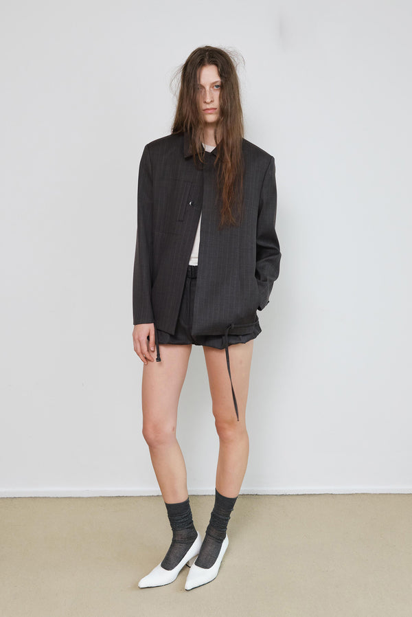 simonett Bubble Pinstripe Volume Shorts - Charcoal