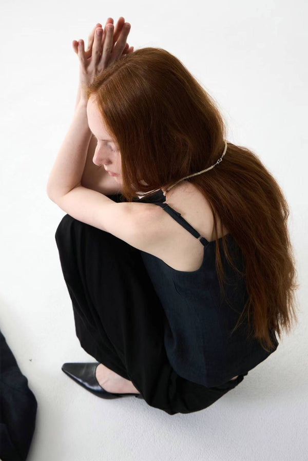 Simonett Charm Side Gathering Tank Dress - Black