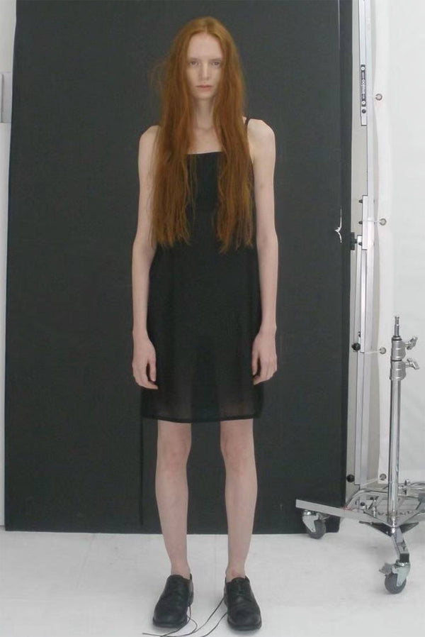 simonett Charm Side Gathering Tank Dress - Black