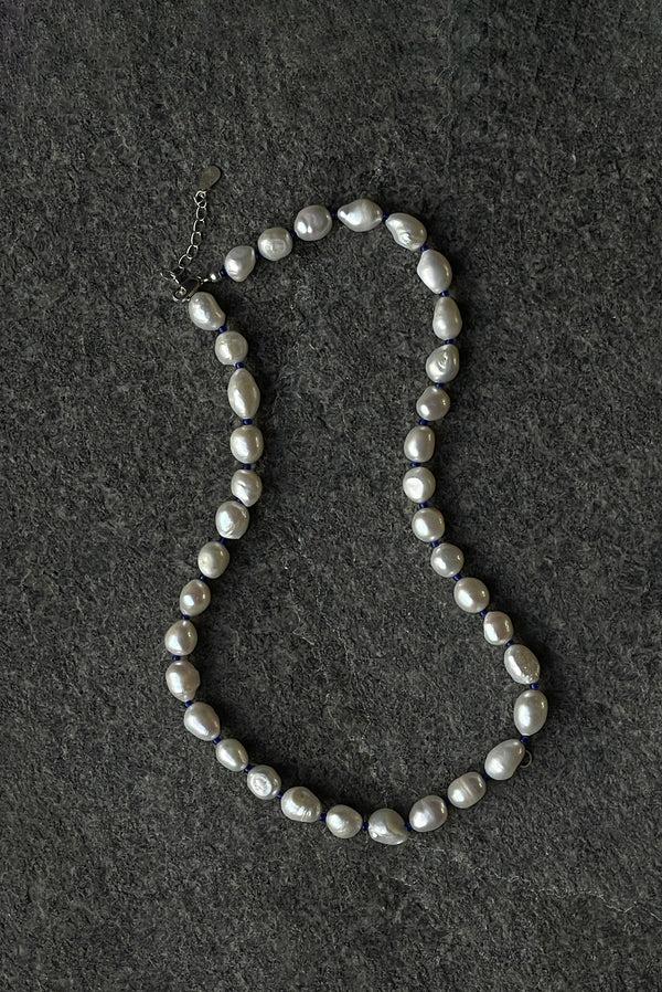 simonett Color Cord Pearl Choker Necklace - Blue