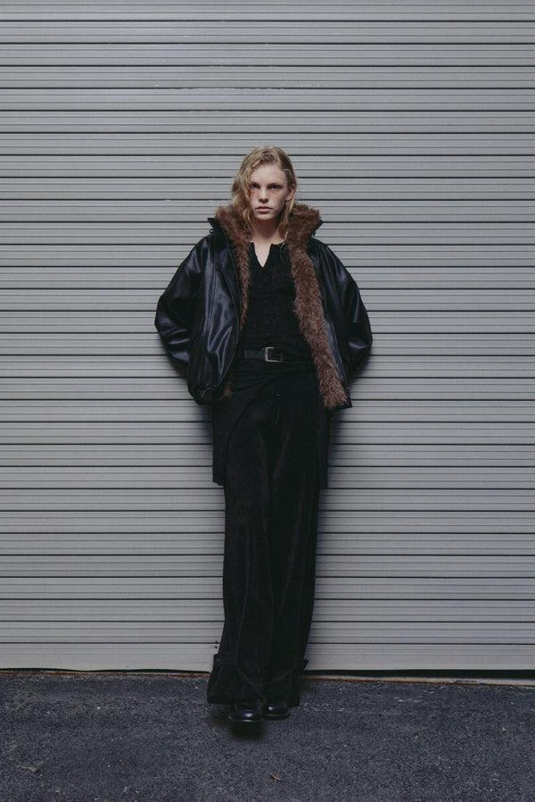 Simonett Cord Ankle Button Pants - Black