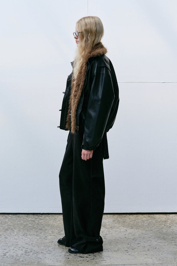 simonett Cord Ankle Button Pants - Black