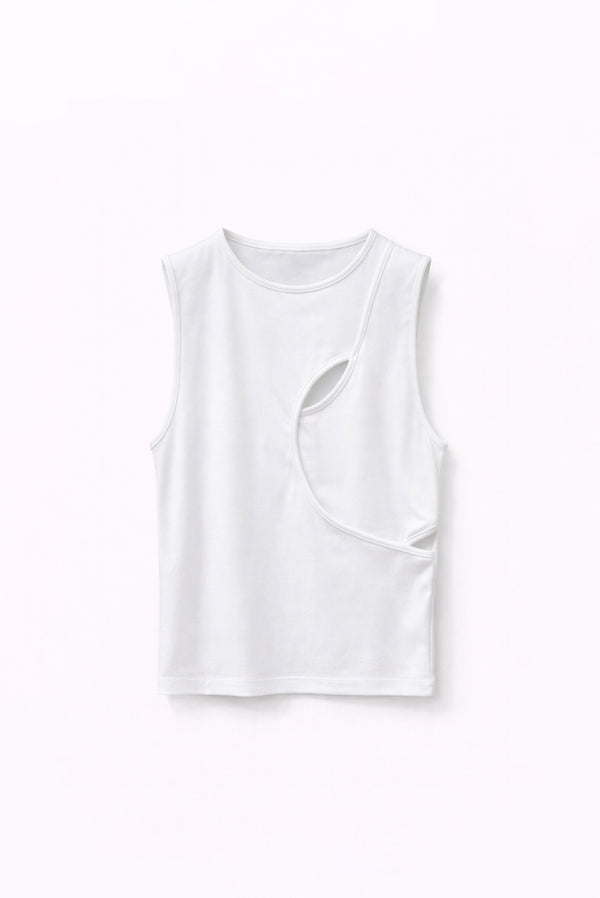Simonett Cutout Overlap Tank Top - White