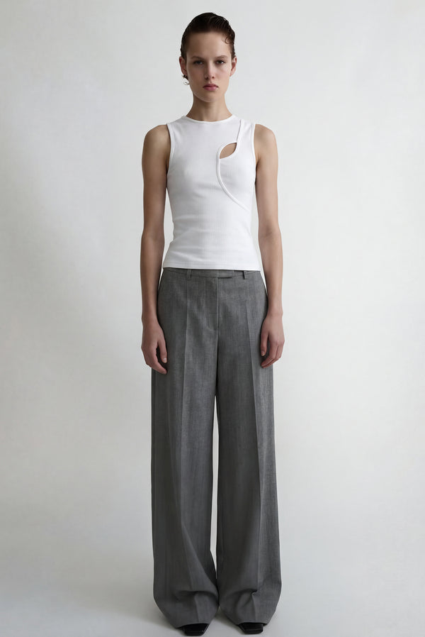 simonett Cutout Overlap Tank Top - White