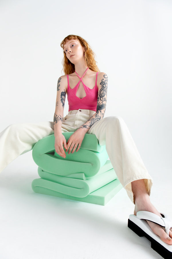 simonett Double Layer Knit Top- Pink