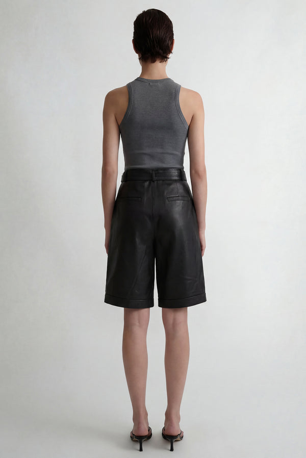 Simonett Faux Leather Bermuda Shorts - Black