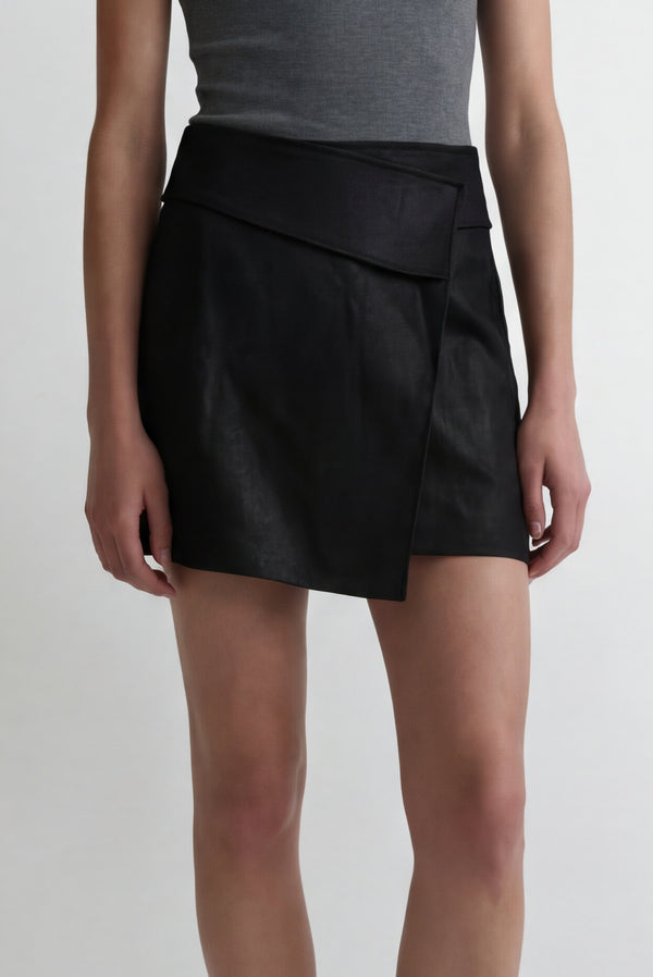 simonett Foldover Mini Skirt - Black