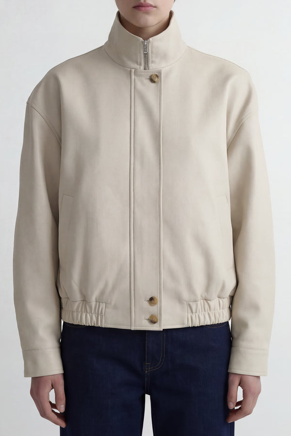 simonett High-Collar Placket Jacket - Cream