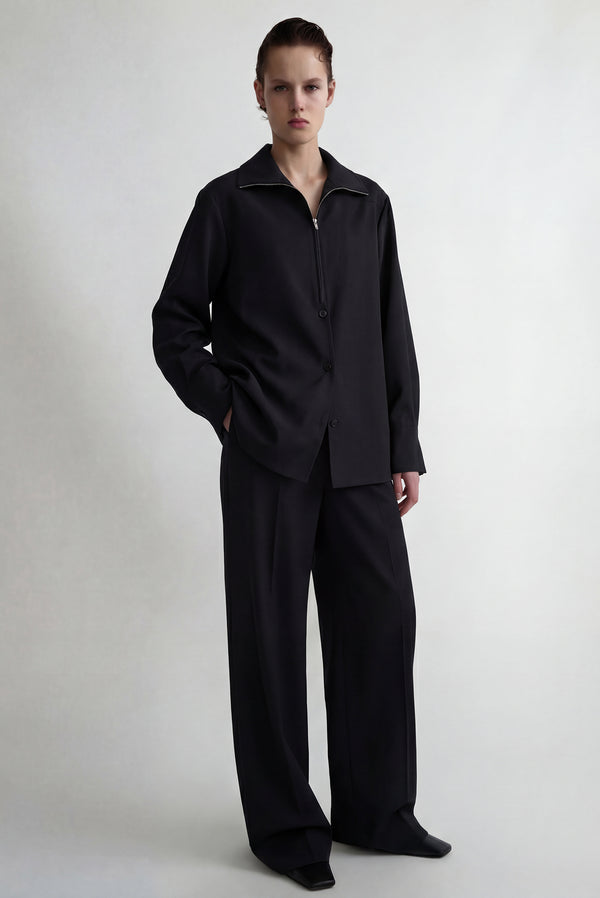 Simonett High Neck Full Zip Top - Black