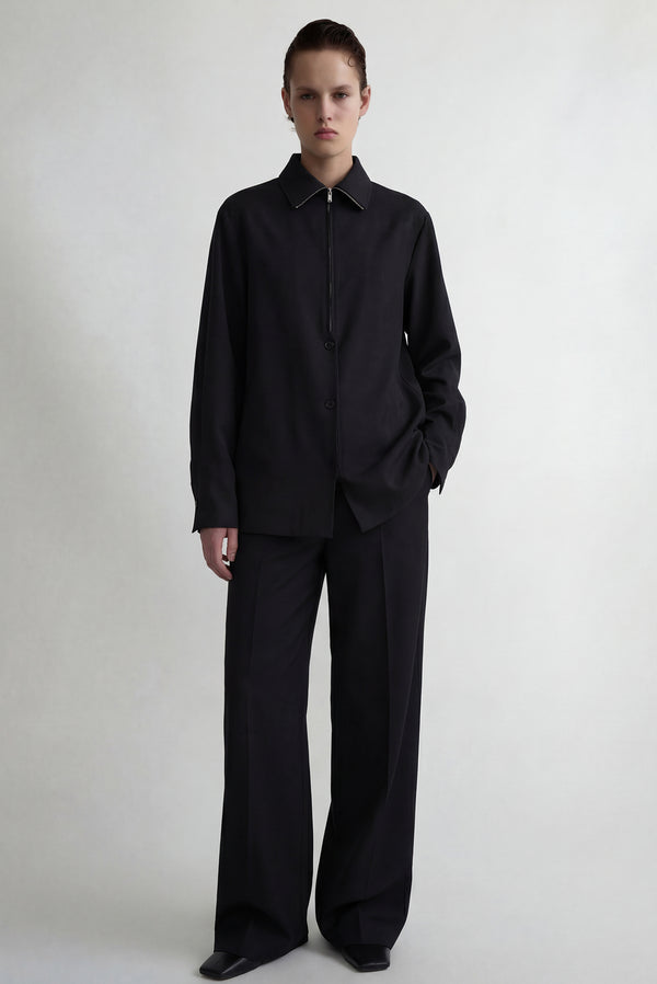 simonett High Neck Full Zip Top - Black