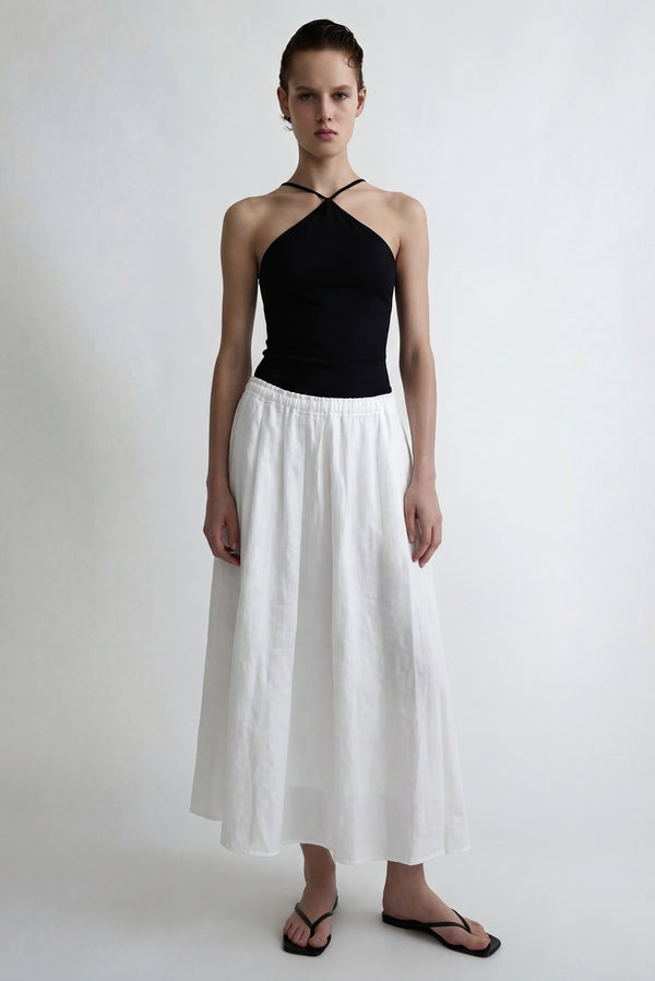 simonett High-Waisted A-Line Skirt - White