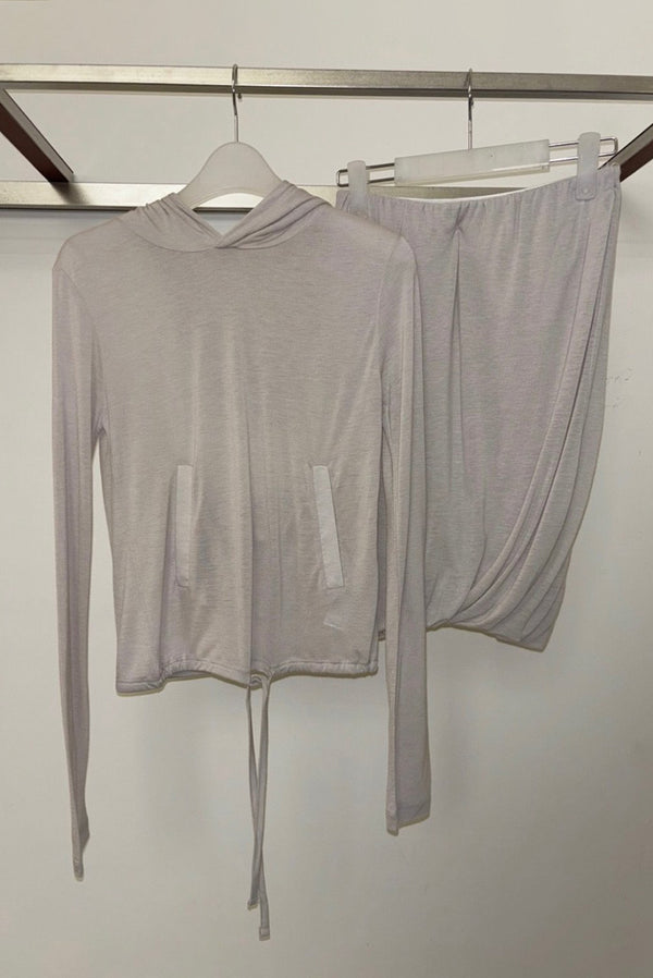 Simonett Hooded Long Sleeve Front Pocket Top - Gray