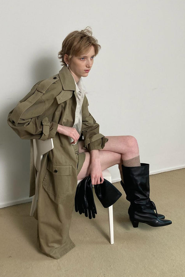 Simonett Khaki Utility Shorts With Cuffed Hem