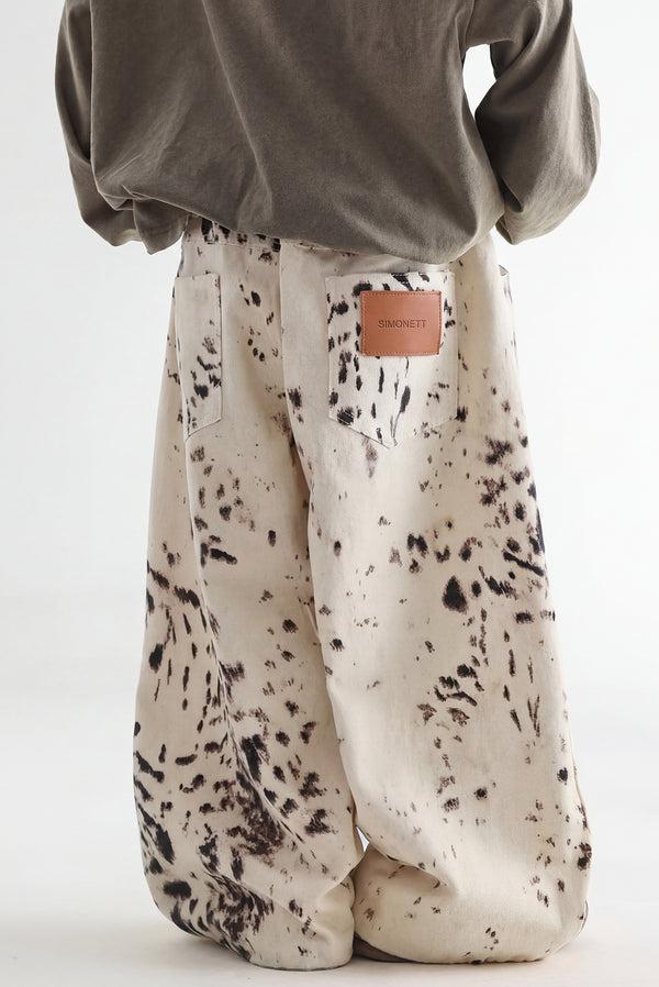 simonett Kids - Wide Leg Spotted Animal Print Denim