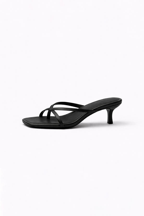 Simonett Kitten Heeled Thong Sandal - Black