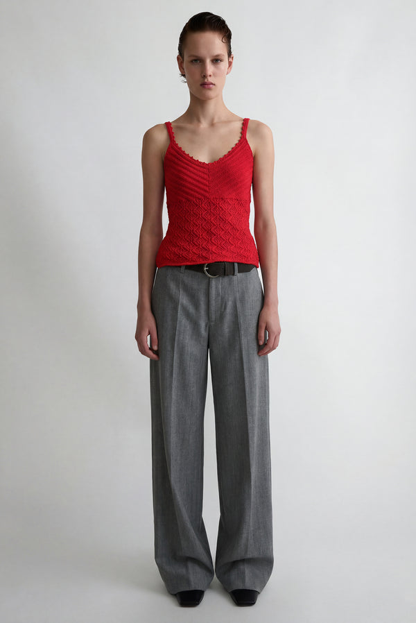 Simonett Knit Crochet Tank Top - Red