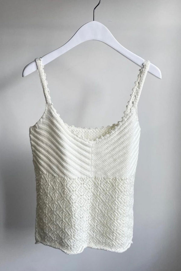Simonett Knit Crochet Tank Top - White