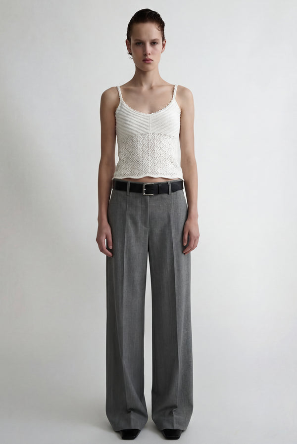 Simonett Knit Crochet Tank Top - White