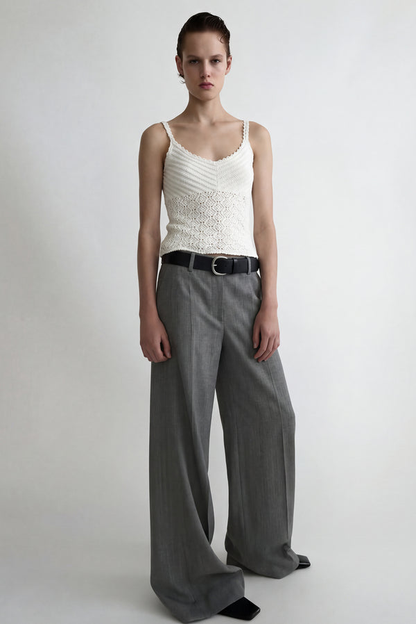 simonett Knit Crochet Tank Top - White