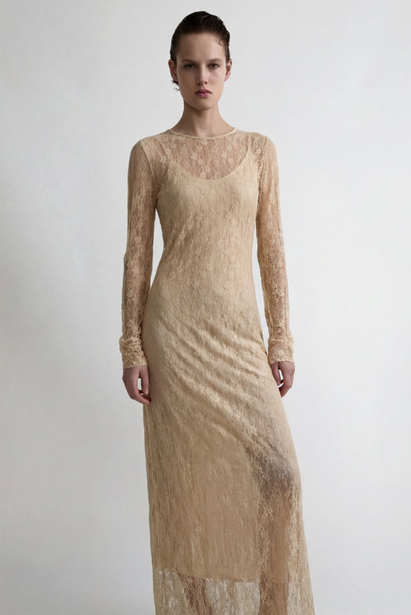 Simonett Lace Maxi Dress - Beige