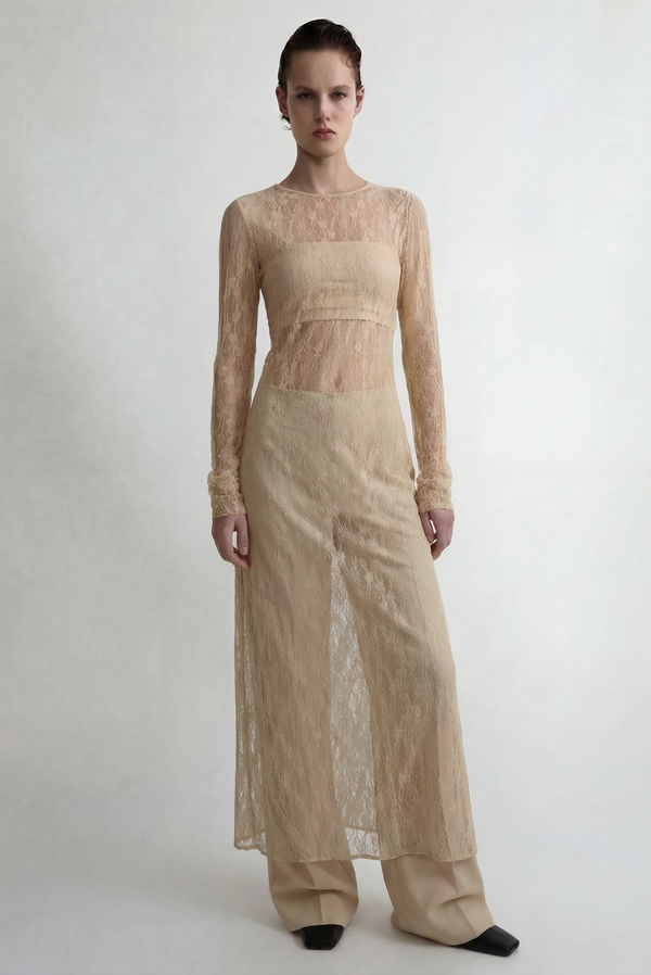 simonett Lace Maxi Dress - Beige