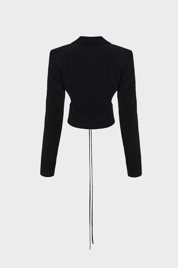 Simonett Lado Bokuchava - Cropped Wrap Blazer - Black